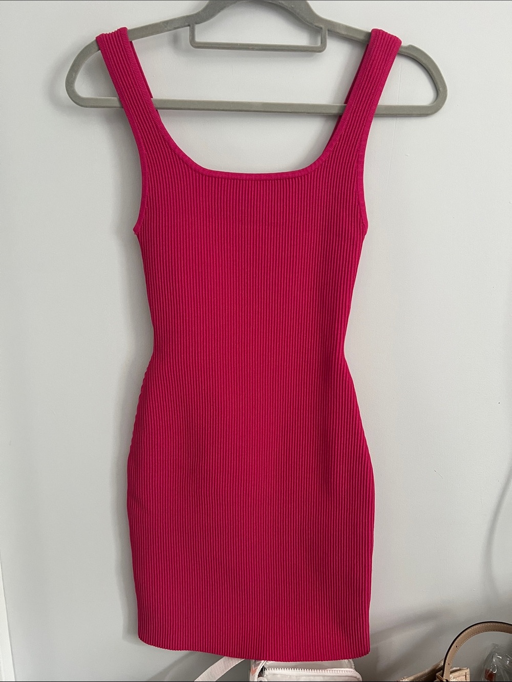 Babaton Women’s Ribbed Tank Mini Dress in Hot Pink